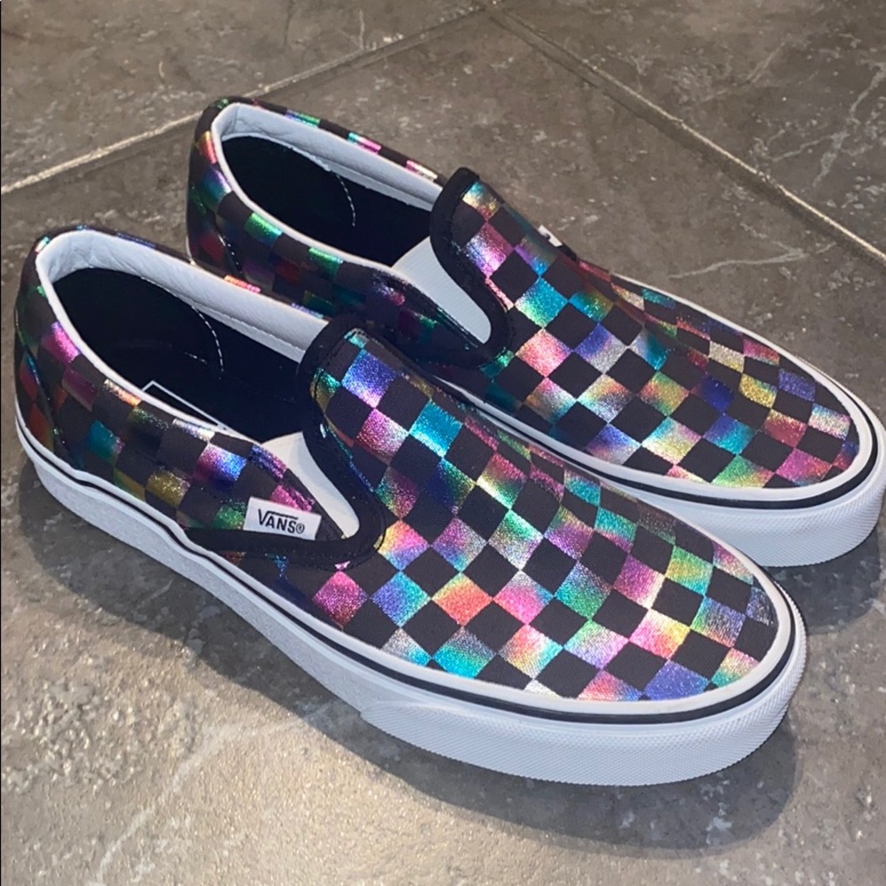 New Vans Slip-On Iridescent rainbow size 7.5